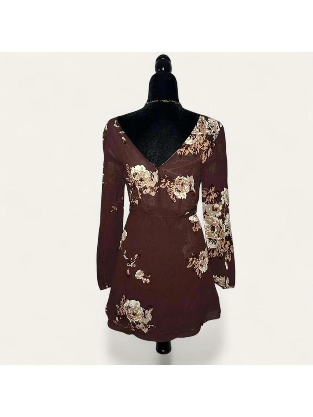 Aritzia Little Moon Cordata Dress Bronze Blush Birch Brown Floral - Picture 4 of 4